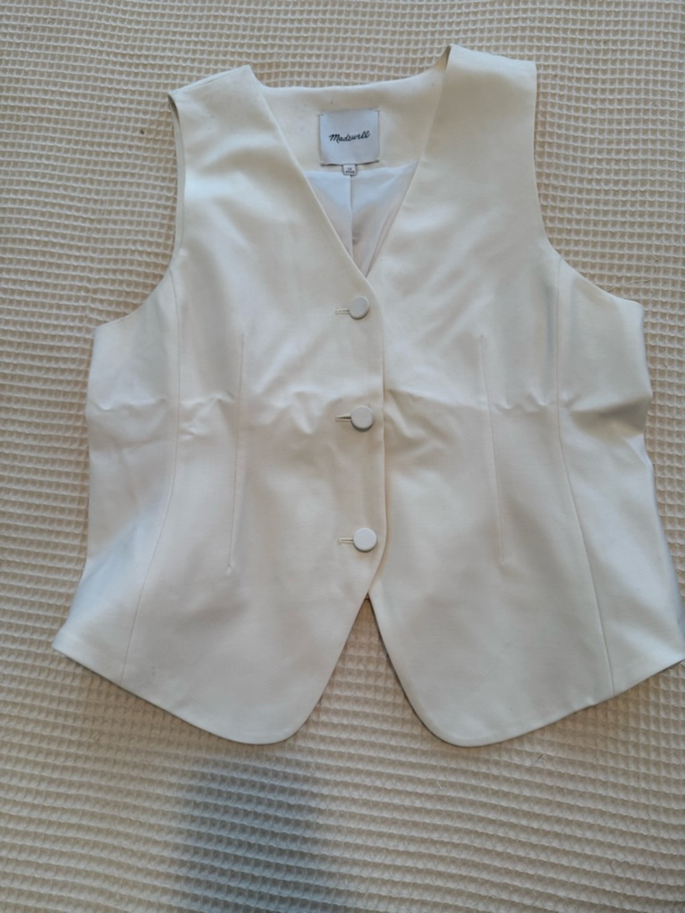 Madewell Cream V-Neck Tailored Vest